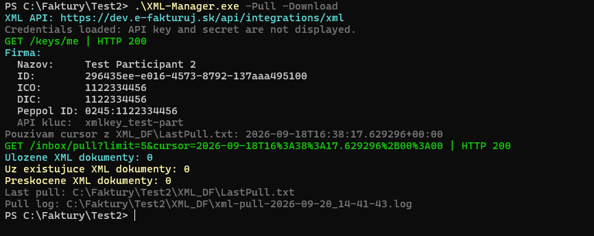 Ukážka opakovaného spustenia XML-Managera bez nových dokumentov